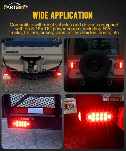 Partsam 2Pcs 6 Inch Oval White Led Trailer Lights 10 Diodes Clear Lens Grommet and Pigtails Submersible 12V Sealed for RV Trucks, 6 Oval led Reverse Lights, 6 Oval led Back up Lights in Kuwait