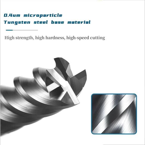 Hunricho 6pcs HRC65 tip Diameter 1mm,2mm,3mm,4mm 5mm,6mm x Length 50mm 4Flutes End Mill CNC Milling Cutter Bit Tungsten Steel Nano Coating Square Carbide Milling Cutter in Saudi Arabia