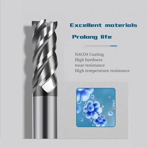 Hunricho 6pcs HRC65 tip Diameter 1mm,2mm,3mm,4mm 5mm,6mm x Length 50mm 4Flutes End Mill CNC Milling Cutter Bit Tungsten Steel Nano Coating Square Carbide Milling Cutter in Saudi Arabia