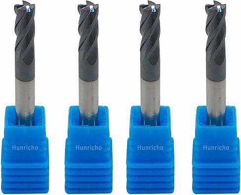 Hunricho 6pcs HRC65 tip Diameter 1mm,2mm,3mm,4mm 5mm,6mm x Length 50mm 4Flutes End Mill CNC Milling Cutter Bit Tungsten Steel Nano Coating Square Carbide Milling Cutter in Kuwait