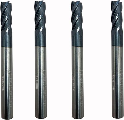 Hunricho 6pcs HRC65 tip Diameter 1mm,2mm,3mm,4mm 5mm,6mm x Length 50mm 4Flutes End Mill CNC Milling Cutter Bit Tungsten Steel Nano Coating Square Carbide Milling Cutter in Kuwait