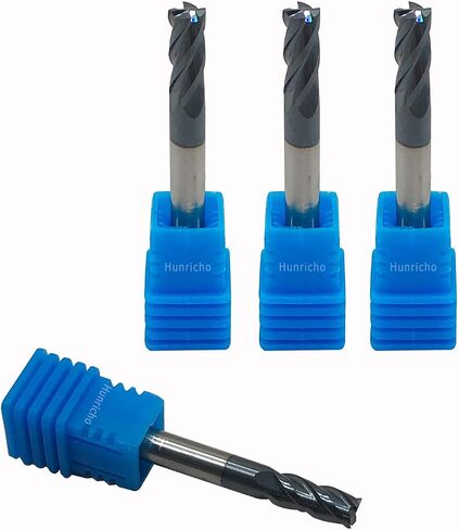 Hunricho 6pcs HRC65 tip Diameter 1mm,2mm,3mm,4mm 5mm,6mm x Length 50mm 4Flutes End Mill CNC Milling Cutter Bit Tungsten Steel Nano Coating Square Carbide Milling Cutter in Kuwait