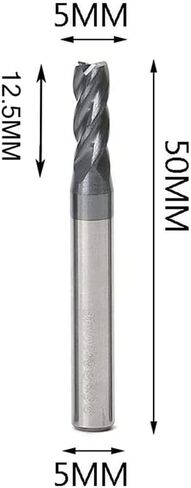Hunricho 6pcs HRC65 tip Diameter 1mm,2mm,3mm,4mm 5mm,6mm x Length 50mm 4Flutes End Mill CNC Milling Cutter Bit Tungsten Steel Nano Coating Square Carbide Milling Cutter in Kuwait
