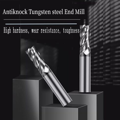 Hunricho 6pcs HRC65 tip Diameter 1mm,2mm,3mm,4mm 5mm,6mm x Length 50mm 4Flutes End Mill CNC Milling Cutter Bit Tungsten Steel Nano Coating Square Carbide Milling Cutter in Kuwait