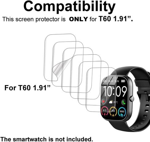 3D Screen protectors Compatible with uaue T60 1.91 inches smartwatch, 3 Piece, Full Coverage, Anti-shatter in Saudi Arabia