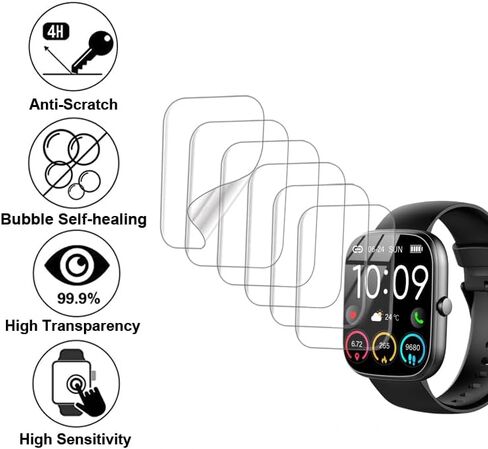 3D Screen protectors Compatible with uaue T60 1.91 inches smartwatch, 3 Piece, Full Coverage, Anti-shatter in Saudi Arabia