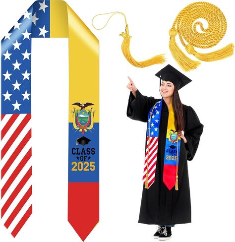 Graduation Stole Class of 2024 Graduation Sash with Cap Tassel Gold Graduation Cords for International Students in Saudi Arabia