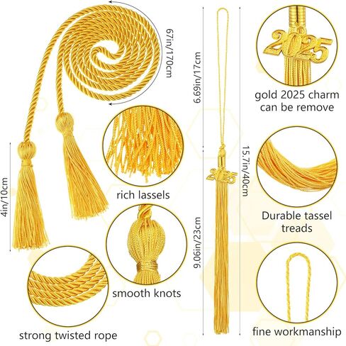 Graduation Stole Class of 2024 Graduation Sash with Cap Tassel Gold Graduation Cords for International Students in Saudi Arabia