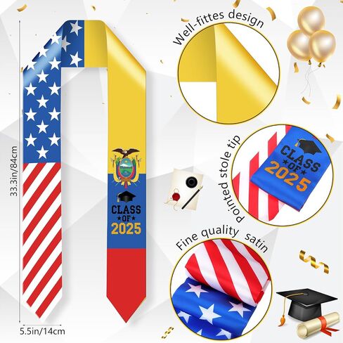 Graduation Stole Class of 2024 Graduation Sash with Cap Tassel Gold Graduation Cords for International Students in Saudi Arabia