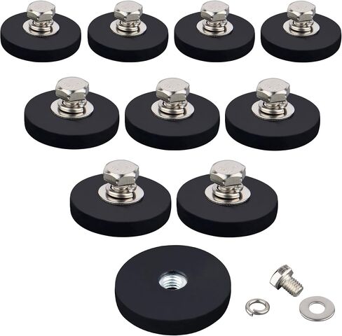 ULIBERMAGNET 2Pack Rubber Coated Magnet, Anti-Scratch Powerful Neodymium Round Magnet Base with M6 Female Thread Stud, Strong Magnetic Magnet for Led Working, Signal Lights & Tools in Kuwait