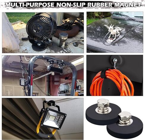 ULIBERMAGNET 2Pack Rubber Coated Magnet, Anti-Scratch Powerful Neodymium Round Magnet Base with M6 Female Thread Stud, Strong Magnetic Magnet for Led Working, Signal Lights & Tools in Kuwait