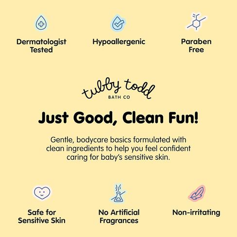 Tubby Todd Baby Bath & Skincare Kit - The Baby Bundle - Baby Shampoo and Body Wash, Everyday Lotion, All Over Ointment & Diaper Paste Cream Gift Set - Full Size Fragrance-Free in Kuwait