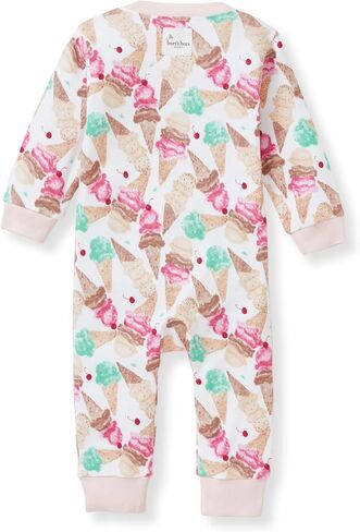 Burt's Bees Baby Baby Girls Pajamas, Sleep and Play Loose Fit, 100% Organic Cotton, Soft One-piece PJs, Diagonal Zip Up Romper Newborn Essentials with Interior Zipper Guard in sizes NB to 6-9 Months in Saudi Arabia