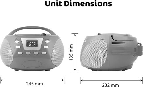 HANNLOMAX HX-332CD Portable CD Boombox, PLL FM Radio, Bluetooth, LCD Display, Aux-in, AC/DC Dual Power Source (White) in Saudi Arabia