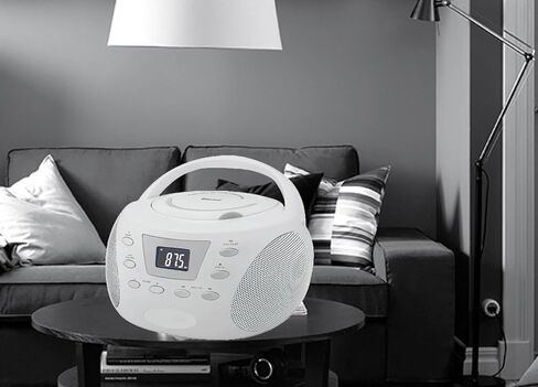 HANNLOMAX HX-332CD Portable CD Boombox, PLL FM Radio, Bluetooth, LCD Display, Aux-in, AC/DC Dual Power Source (White) in Saudi Arabia