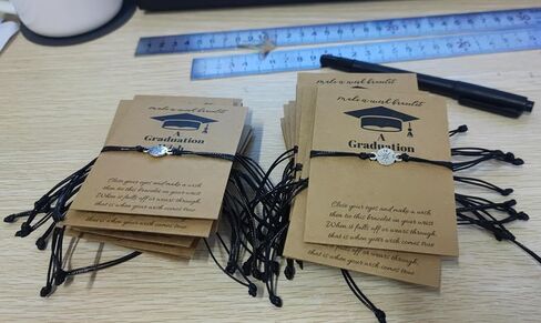 Yinkin 24 Pcs Graduation Bracelet Set 2024 Graduation Gifts Adjustable Compass Bracelets Cards for Classmates(Classic) in Saudi Arabia