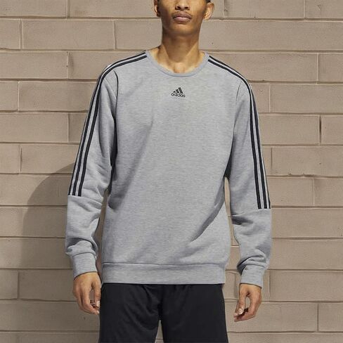 adidas Men's Long Sleeve 3 Stripe Fleece Crew Sweatshirt Pullover in Saudi Arabia