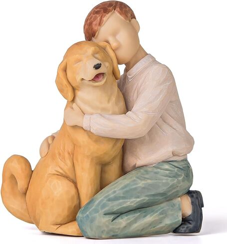 Women with Dog Collectible Figurines Memorial Gift, Hand Sculpture Pet Loss of Dog Gift Passing Away Dog Puppy Gifts for Dog Lovers(Cherished Moments) in Saudi Arabia