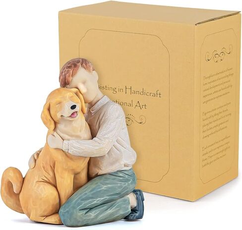 Women with Dog Collectible Figurines Memorial Gift, Hand Sculpture Pet Loss of Dog Gift Passing Away Dog Puppy Gifts for Dog Lovers(Cherished Moments) in Saudi Arabia