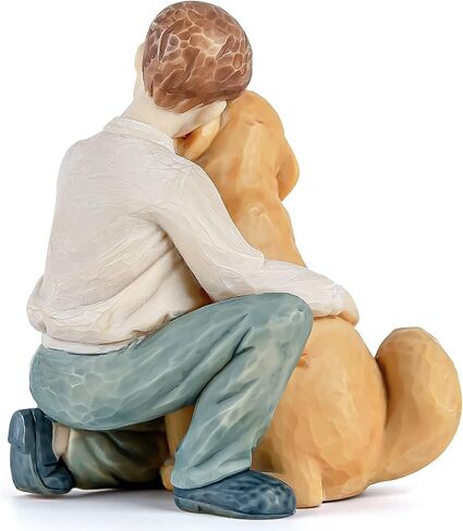 Women with Dog Collectible Figurines Memorial Gift, Hand Sculpture Pet Loss of Dog Gift Passing Away Dog Puppy Gifts for Dog Lovers(Cherished Moments) in Saudi Arabia