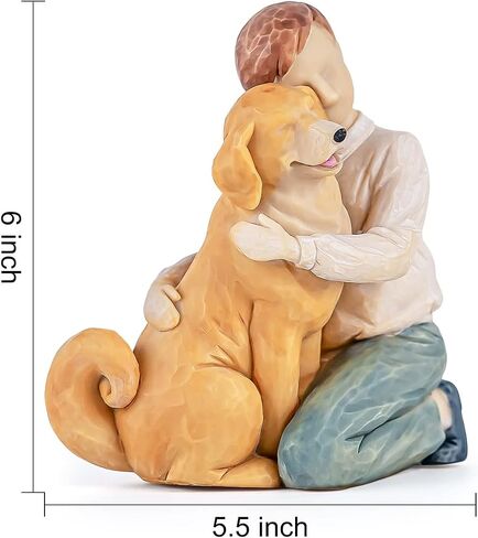 Women with Dog Collectible Figurines Memorial Gift, Hand Sculpture Pet Loss of Dog Gift Passing Away Dog Puppy Gifts for Dog Lovers(Cherished Moments) in Saudi Arabia