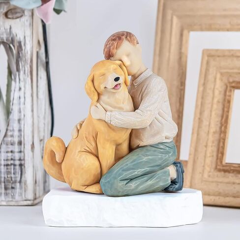 Women with Dog Collectible Figurines Memorial Gift, Hand Sculpture Pet Loss of Dog Gift Passing Away Dog Puppy Gifts for Dog Lovers(Cherished Moments) in Saudi Arabia