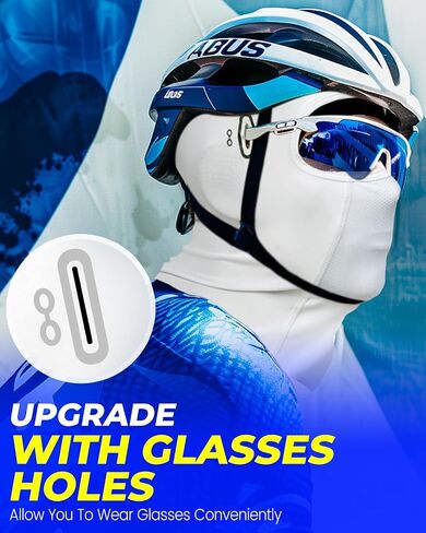 Balaclava Face Mask, Summer Cooling Neck Gaiter, Sun UV Protection Breathable Face Cover Motorcycle Cycling Work for Men Women（with Glasses Holes Unique Design） Black in Saudi Arabia