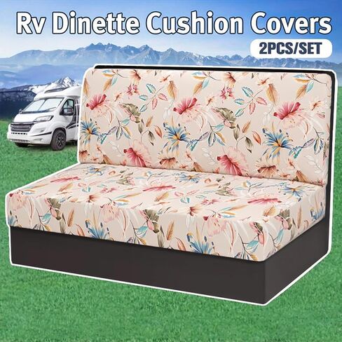 Stretch Rv Dinette Cushion Covers,Rv Cushion Covers Dinette Booth Seats with 1 Backrest & 1 Bench Cover,38 in Camper Cushion Covers Dinette Booth Set,Camper Cushion Table,2 Set-Black in Saudi Arabia