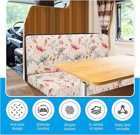 Stretch Rv Dinette Cushion Covers,Rv Cushion Covers Dinette Booth Seats with 1 Backrest & 1 Bench Cover,38 in Camper Cushion Covers Dinette Booth Set,Camper Cushion Table,2 Set-Black in Saudi Arabia