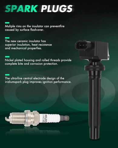 SCITOO 4 ملفات تشغيل محرك السيارات + 4 شمعات الإشعال إيريديوم ، لسوزوكي SX4 2.0L 2007 2008 2009 ، لسوزوكي جراند فيتارا 2.7L 2006 2007 2008 UF562 ‎5C1785, E1062 in Kuwait