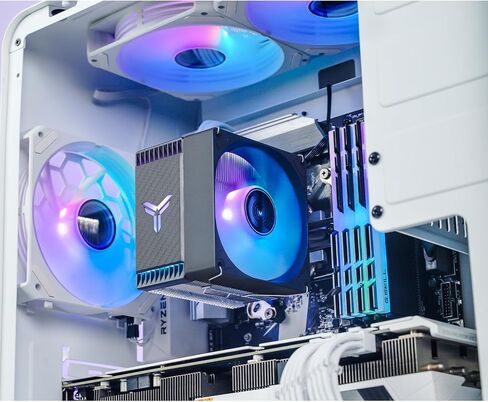 JONSBO CR1400 EVO White Color 9cm CPU Cooler, H130mm, Air Cooling Tower Radiator, Silent heatsink, 4pin Automatic Light CPU Fan,4 Copper Heatpipes AMD AM4/AM5 Intel LGA1700, 92mm RGB Fan, White in Kuwait