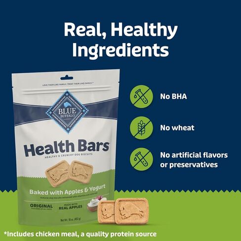 Blue Buffalo Health Bars Mini Crunchy Dog Biscuits, Oven-Baked with Natural Ingredients, Apples & Yogurt, 16-oz. Bag in Saudi Arabia