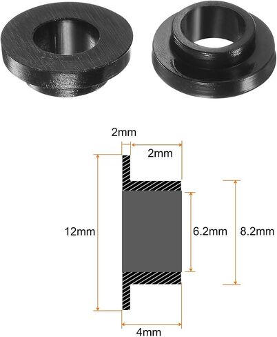 HARFINGTON 12pcs Flanged Sleeve Bearings 6.2mm Bore 8.2mm OD 4mm Length Nylon Bushings for Shaft, Black in Saudi Arabia