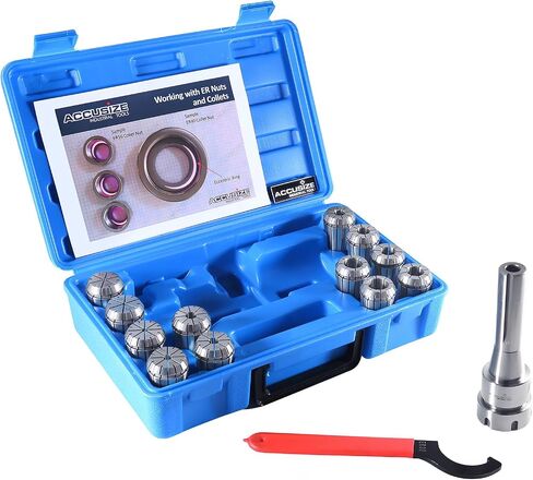 Accusize Industrial Tools 12 قطعة Er-32 Collet Set بالإضافة إلى 1 قطعة R8 Bridgeport Shank حامل ومفتاح ربط في صندوق مناسب، 0223-0974 in Saudi Arabia