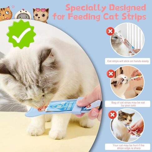 Yummy Sam 2pcs Cat Strip Feeders, Kitten Strip Squeeze Spoon for Wet Food and Liquid Snack, Cat Lickable Puree Treat Food Dispenser Pet Food Mixing Spoon Feeding Scoop for Puppies Small Pets in Saudi Arabia