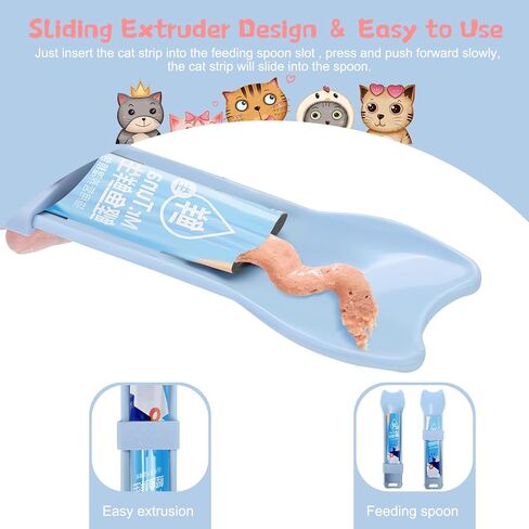 Yummy Sam 2pcs Cat Strip Feeders, Kitten Strip Squeeze Spoon for Wet Food and Liquid Snack, Cat Lickable Puree Treat Food Dispenser Pet Food Mixing Spoon Feeding Scoop for Puppies Small Pets in Saudi Arabia