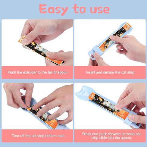 Yummy Sam 2pcs Cat Strip Feeders, Kitten Strip Squeeze Spoon for Wet Food and Liquid Snack, Cat Lickable Puree Treat Food Dispenser Pet Food Mixing Spoon Feeding Scoop for Puppies Small Pets in Saudi Arabia