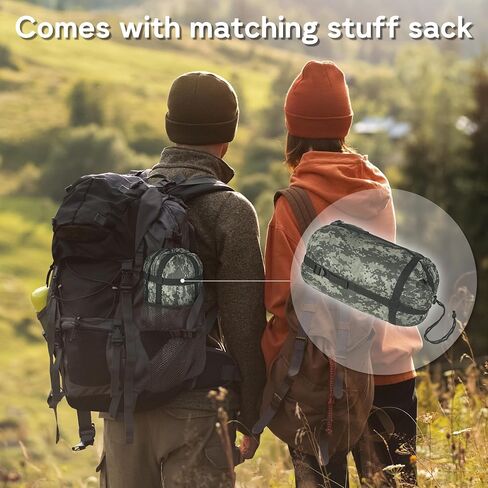 Mirzoyan Woobie Blanket Water-Resistant Poncho Liner Thermal Insulated Camping Blanket with Compression Carry Bag for Outdoor Hiking Survival (Black-CP) in Saudi Arabia