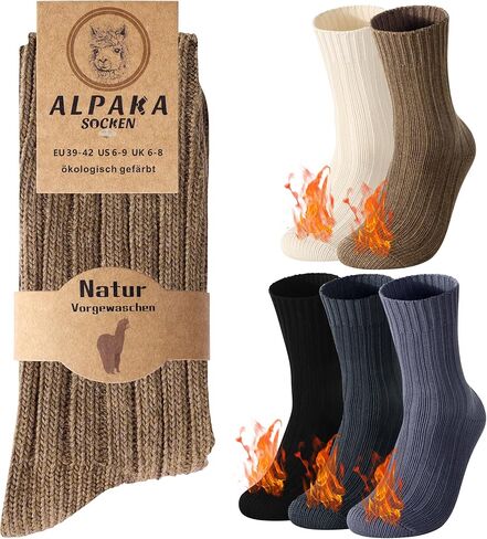 5 أزواج من جوارب الألبكة من بيلوكسيس للنساء، جوارب صوف للنساء، جوارب حرارية، جوارب شتوية، جوارب دافئة، جوارب سميكة، مجموعة مقابس للنساء، جوارب طويلة، هدايا عيد ميلاد للنساء in Kuwait