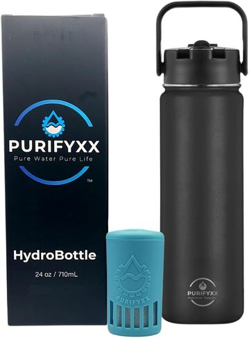 HydroBottle | Stainless Steel Filtered Water Bottle, 24 oz | BPA-Free, Removes Lead, Chlorine, Arsenic, VOCs | Filter Lasts 3 Months, Replaces 568 Plastic Bottles in Saudi Arabia