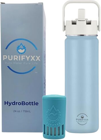 HydroBottle | Stainless Steel Filtered Water Bottle, 24 oz | BPA-Free, Removes Lead, Chlorine, Arsenic, VOCs | Filter Lasts 3 Months, Replaces 568 Plastic Bottles in Saudi Arabia