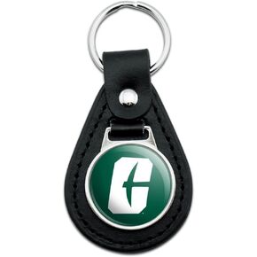 GRAPHICS & MORE Black Leather UNC Charlotte Primary Logo Keychain