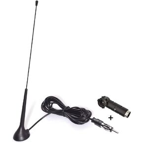 Superbat Car Antenna Universal Car Stereo FM AM Radio Antenna with DIN Plug Connector for Vehicle Car Auto Truck SUV Radio Stereo Head Unit Receiver Player Audio Tuner etc.