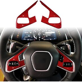 Hard Carbon Fiber, for Corvette C8 2020 2021 2022 2023 Accessories, Car Steering Wheel Circle Cover, Steering Wheel Panel Round Sticker, Decorative Interior Auto Trim