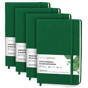 Simply Genius (4 Pack A5 Hardcover Leatherette Journals to Write In for Women, Faux Leather Journal for Men, Writing Journal Notebook Lined, 192pg Ruled, 5.7" x 8.4"