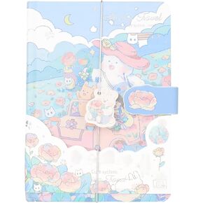 دفتر ملاحظات لطيف برسوم كارتونية دفتر يوميات Kawaii دفتر رسم ياباني بغطاء جلدي دفتر مذكرات للسفر، أخضر