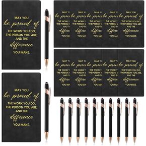 Colarr 24 Pcs Employee Appreciation Gifts Thank You Gifts Bulk for Staff Coworkers Leather Journal Pocket Notebook Touch Ballpoint Pen for Team Volunteer Student Teacher Healthcare(Classic Color)