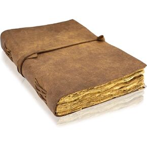 Succor Genuine Vintage Leather Journal, Scrapbook, Sketchbook, (14 X 8 Inches), Deckle Edge Paper, Handmade Notebook, Large Leather Bound Journal for Men and Women