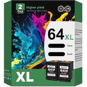 Ankink Remanufactured Ink Cartridge Replacement for HP 64XL (Black 2-Pack) 64 Ink XL hp64 hp64xl use with 7858 7855 7120 7155 7158 7164 6255 6252 6232 Envy Inspire 7955e Tango X Printer
