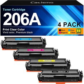 خرطوشة حبر 206A مكونة من 4 عبوات مع رقاقة بديلة لخرطوشة حبر HP 206A 206X المتوافقة مع طابعة HP Color Laserjet Pro MFP M283fdw M283cdw M255dw (أسود سماوي أصفر أرجواني، 4 عبوات)
